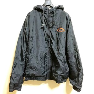 B3 GEAR 黒色 2XL 裏地 スウェット ナイロン ジャケット パーカー ビッグサイズ ビンテージ カレッジ アメリカ 古着 00s 90s メンズ