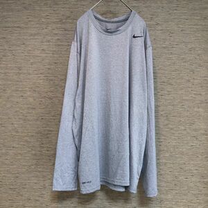 ナイキ　ロンT　スウォッシュロゴ　ワンポイントロゴ　グレー　メキシコ製74 古着　入手困難　激レア 希少 drifit　NIKE　ゆるだぼ