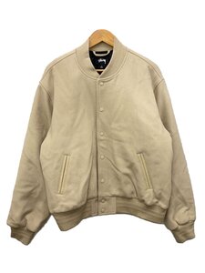 STUSSY◆スカジャン/L/ウール/CRM/無地