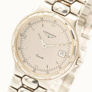 1円 稼働 良品 LONGINES ロンジン コンクエスト L1.614.4 QZ クオーツ デイト シルバー文字盤 SS 腕時計 メンズ ラウンド 053020240618