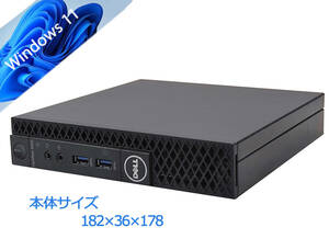 超省スペースタイプ 驚速SSD i3-7100T 3.40GHz x4/8GB■SSD240GB Win11/Office2021 Pro/USB3.0/無線/DP■DELL OptiPlex 3050M 1