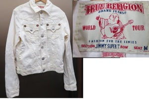 希少　TRUE RELIGION　トゥルーレリジョン　白ホワイト系　JIMMY SUPER T　デニムジャケットGジャン　太ステッチメキシコ