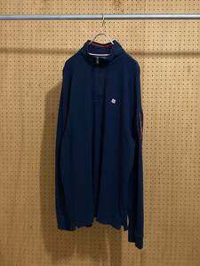 古着 TOMMY HILFIGER トミーヒルフィガー ハーフジップ ニット セーター プルオーバー コットン ネイビー 紺 メンズ 2XL XXL 大きいサイズ