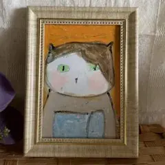 絵画。原画手描【お風呂に入ったばかりで楽しかった猫】