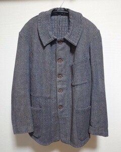 30s 40s ファーマーズジャケット ウールヘリンボーン フレンチワーク ヴィンテージ french vintage farmers jacket wool HBT カバーオール