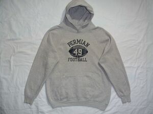 ☆ 70s USA製 ビンテージ Champion チャンピオン PERMIAN FOOTBALL 霜降り スウェット パーカー sizeL ☆古着 バータグ 脇ガゼット 杢 60s