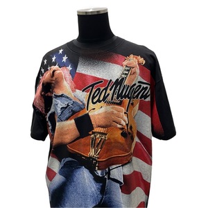 USA古着 00s Ted Nugent 総柄 Tシャツ メンズ XLサイズ 黒 / ロック バンド ギター テッドニュージェント AllSports ヴィンテージ オールド