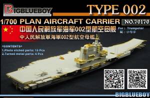 BBB70170 1/700 中国海軍 002型航空母艦 山東用ディテールアップセット