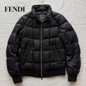 美品■希少 FENDI フェンディー ズッカ柄 ダウンジャケット JK 総柄 メンズ アウター 2way ブラック 46 Mサイズ