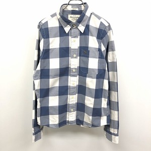 アバクロンビーアンドフィッチ Abercrombie＆Fitch シャツ ブロックチェック ボタンダウン 長袖 綿100% S ネイビー 紺 レディース