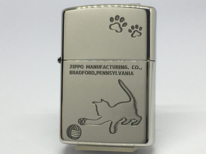 送料無料 ZIPPO[ジッポー]キャットシリーズ Play with a Ball(2) ニッケルメッキいぶし 2NI-CAT1