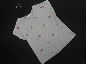 ネコポスOK chocol raffine robe ショコラフィネローブ 花柄 刺繍 ドルマン Tシャツ カットソー sizeF/グレー ■◆ ☆ efc6 レディース