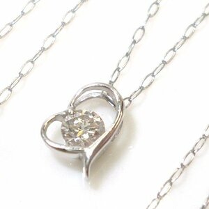 J◇Pt850 Pt900 ダイヤモンド 0.1ct ハートトップ ネックレス プラチナ ダイヤ ペンダント Diamond Platinum necklace【ネコポスOK】