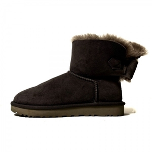 アグ UGG ショートブーツ 23 1012808 ナベア ムートン ダークグレー レディース リボン 靴