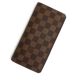 （未使用　展示品）ルイ ヴィトン LOUIS VUITTON ポルトフォイユ ブラザ 二つ折り長財布 ダミエ ブラウン 茶 ゴールド金具 N60017 箱付