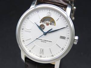 1円～! 稼動品★正規品 BAUME & MERCIER ボーム&メルシエ 65558 クラシマ オープンハート 自動巻き 純正ブレス メンズ腕時計 SSCLG2543