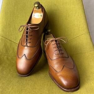 美品 GRENSON グレンソン ブラインドブローグウイングチップレザーシューズ 7 F 英国製 26.0 25.5相当 ビジネス