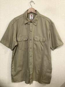 DICKIES ディッキーズ　半袖ワークシャツ　ベージュ　アメカジ　スケーター　ストリート　メンズ　古着　L