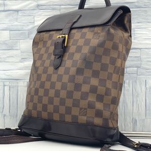 高級品●LOUIS VUITTON ルイヴィトン ダミエ ソーホー リュックサック バックパック バッグ N51132 PVC レザー ブラウン系 ビジネス 1円