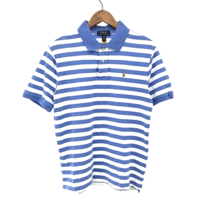 良好◆POLO RALPH LAUREN ポロラルフローレン ボーダーシャツ サイズ:XL/18-20◆ ブルー 綿 レディース ポロシャツ トップス