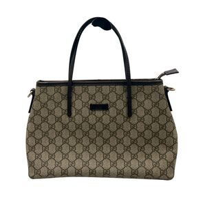 1円〜☆ 美品 GUCCI グッチ GGスプリーム GGプラス トートバッグ ハンドバッグ 2WAY ショルダーバッグ PVC ベージュ ダークブラウン 353440