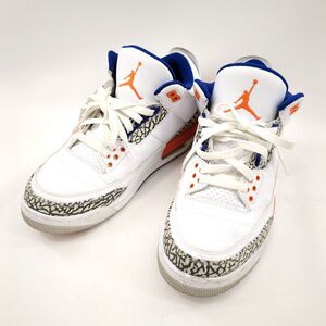 NIKE　ナイキ　Nike Air Jordan 3 Retro "Knicks" 136064-14　ホワイト×ブルー　メンズ　SIZE 27cm ◆3118/静岡清水店