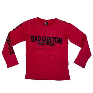 ラッドカスタム ロングTシャツ ロンT 両面プリント ウィングスカル　　RAD CUSTOM キッズ140 レッド ビッグロゴ 雅瀬336