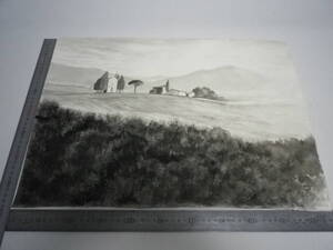 「イタリア・田園風景」水墨画【坂垣内 将泰】作者直筆原画「真作」P10号ハーネミューレ紙(経年保管品)【送料無料】00700099