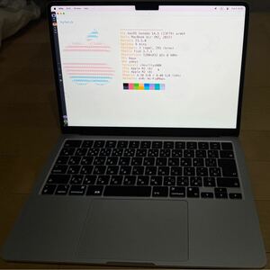 現状品 ★☆　美品 *Apple保証25年11月* MacBook Air 13インチ M2 8GB 256GB バッテリー充放電54回 96%　☆★