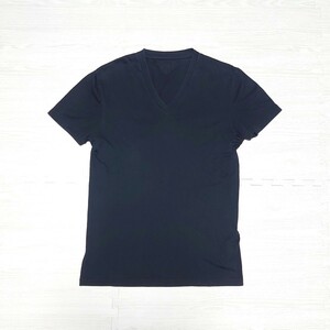 PRADA プラダ メンズ Vネック 三角ロゴ コットン 半袖 Tシャツ XS カットソー トップス シンプル 無地 ブラック 黒 ブランド tp-24x903