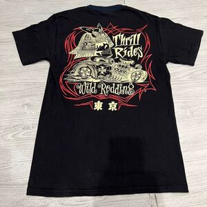 【即決】レア 美品 mooneyes ムーンアイズ Tシャツ　sサイズ　武者 スリル ライド thril rides 東京 限定 hotrod ホットロッド 2002