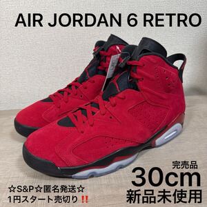 1円スタート売切り 新品未使用 NIKE ナイキ AIR JORDAN 6 RETRO エアジョーダン6 トロブラボー レッド スニーカー 30cm 定価25,300円