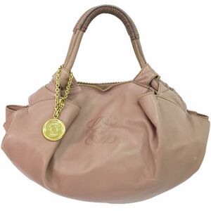 本物 ロエベ LOEWE ナッパアイレ アナグラム ハンドバッグ トートバッグ レザー パープル系