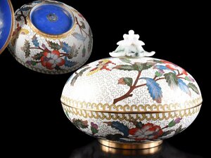 【雲】某コレクター買取品 中国古玩 花紋七宝菓子器 蓋物 直径16.5cm 高さ12.5cm 古美術品(旧家蔵出)Y830 LTfcps