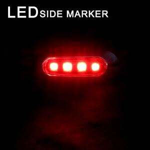 Б 送料無料 LEDサイドマーカー マーカーランプ メッキカバー 12V 24V 小型 車高灯 4連 トラック サイド ライト レッドレンズ レッド発光