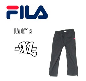 レディースXL◇FILA◇7分丈ナイロンパンツ　黒