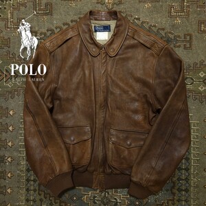 【極上品】 Polo Ralph Lauren Deerskin A-2 Leather Jacket 【M】 ディアスキン レザー ジャケット 鹿革 ライダース 第二次世界大戦 RRL