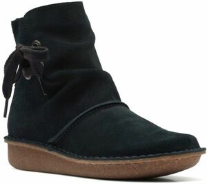 送料無料 Clarks 27cm ブーツ ブラック 黒 スエード ボウ レザー サイド ジップ ソール フォーマル ビーサン バレエ スニーカー AAA163