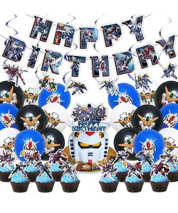 TEICTS ガンダ 誕生日 飾り付け バースデー 飾り バースデーバルーン 誕生日 風船 happy birthday バナー ケーキトッパー