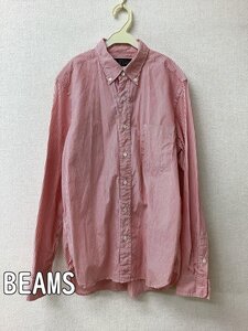 ビームス (BEAMS) オレンジストライプ ボタンダウンシャツ サイズS