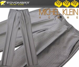 2116●ミッシェルクランオム MICHEL KLEIN HOMME●83130　新品　シャイニー レーヨン混スラックス　シルバー/48　定価14300円