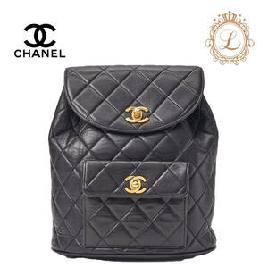 CHANEL シャネル マトラッセ　 アウトサイドフラップ 　ターンロック チェーンリュック ラムスキン 黒（ゴールド金具） レディースバッグ