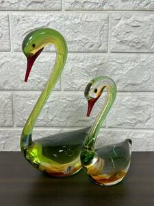 マルティグラス 置物 インテリア Glass ガラス 鳥 オブジェ ガラス工芸 スワン 