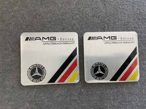 メルセデス・ベンツ AMG★6.1*5.5CM★ カーステッカー エンブレム プレート アルミ製 フェンダーバッジ シール 傷を隠す 2枚セット 515番