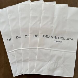 ハワイ DEAN&DELUCA ディーンアンドデルーカ 紙袋 5枚 角底 ロゴ入り ショップ袋 ショッパー お土産 小分け お裾分け オシャレ 袋 新品