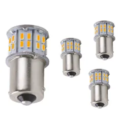 高輝度 4個入り S25 シングル球 LED（P21W 1156 S25 G18 BA15S）ピン角180度 黄色の琥珀 バックランプ 3014SMD 黄色の琥珀 12V 24V兼用 【ハイブリッド車対応】