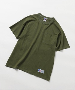 RUSSELL ATHLETIC × EDIFICE 別注 ポケット付き Tシャツ RC-22245ED 036 Military Green SIZE L
