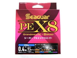 クレハ シーガー PEX8 200m 0.4号 SEAGUAR PEライン マルチカラー 9.1ｌｂ 8ブレイド 8X 8本編み 8本組 エギング