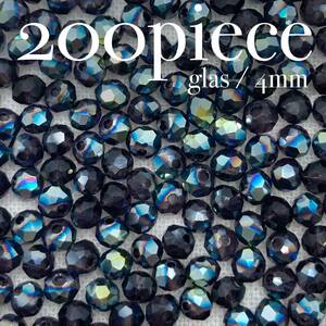 ABPU【 ガラスビーズ オーロラパープル 200piece 4mm 】セット 紫 ロンデル 電気メッキ 素材 材料 ハンドメイド パーツ アクセサリー 大量