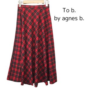 【送料込】 To b. by agnes b. トゥビーバイアニエスべー スカート レッド 赤 ティーシータータンチェックスカート 綿混 size36 S/966128